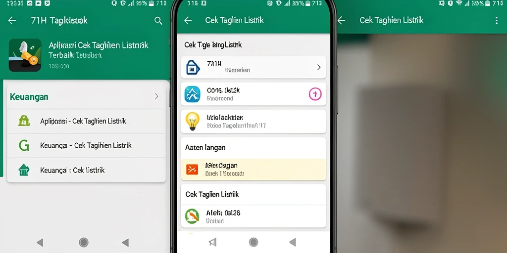 Tampilan antarmuka aplikasi 71H untuk Cek Tagihan Listrik.