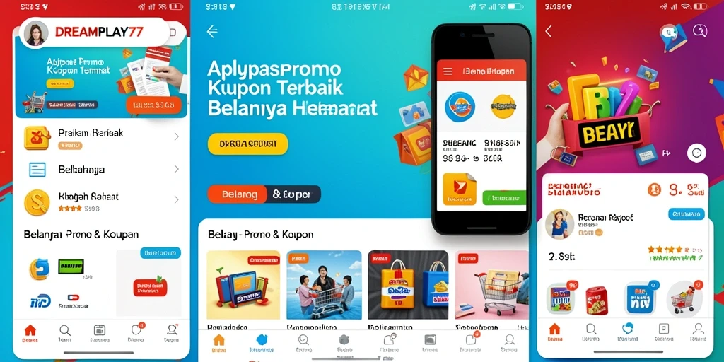 Antarmuka aplikasi DREAMPLAY77 yang menampilkan berbagai promo & kupon.