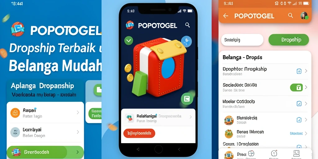 Screenshot antarmuka pengguna POPOTOGEL yang menunjukkan fitur dropship.