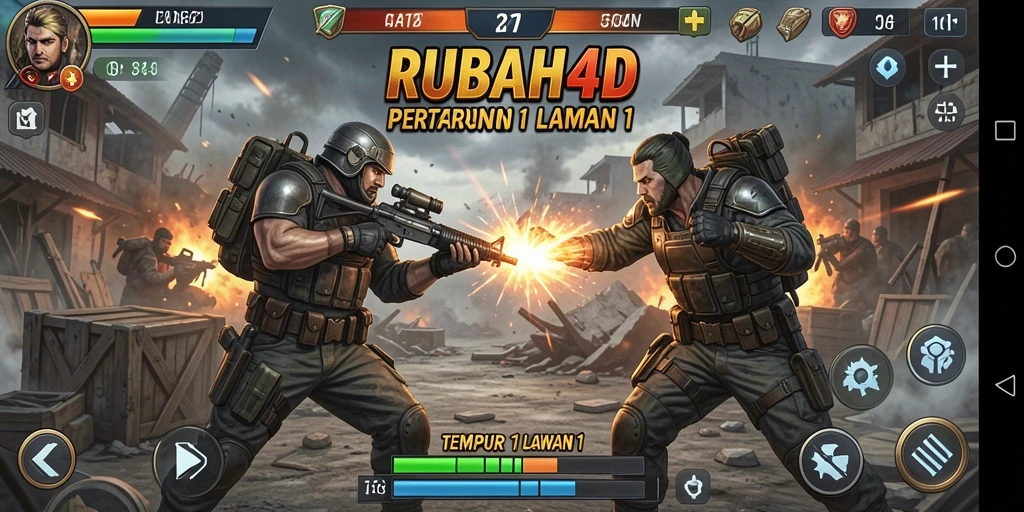 Screenshot antarmuka pertarungan 1 lawan 1 di RUBAH4D.
