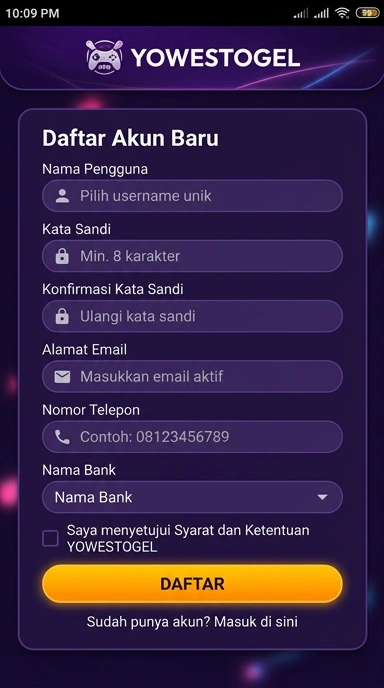 Panduan Registrasi Akun Baru Yowestogel Untuk Pengguna Android